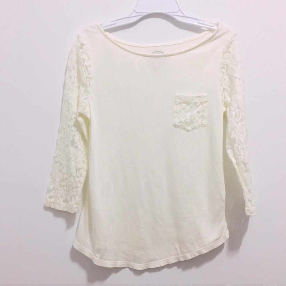 SO Long Sleeves Girls Lace Ivory Crochet Top